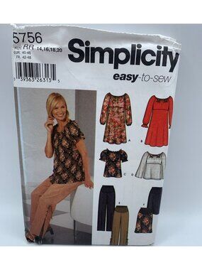 Simplicity Misses Dress Shirt Pants Skirt Sewing Pattern Size 14 16 18 20 5756 U